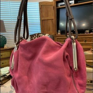 Pink suede leather purse this purse is new